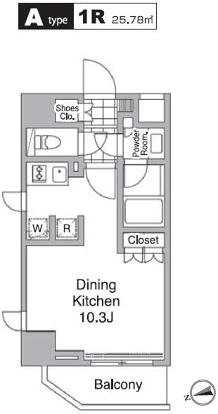 レジディア目黒Ⅳ(ワンルーム/6階)の間取り写真