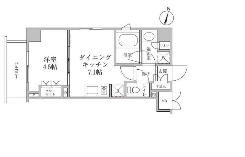 レジディア神楽坂Ⅱ(1DK/3階)の間取り写真