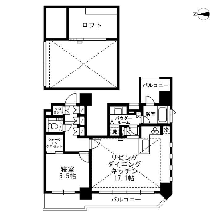 レジディア文京湯島3(1LDK/12階)の間取り写真