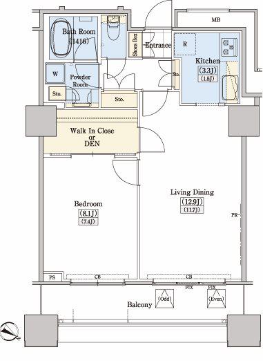 レジディアタワー上池袋(1LDK/16階)の間取り写真
