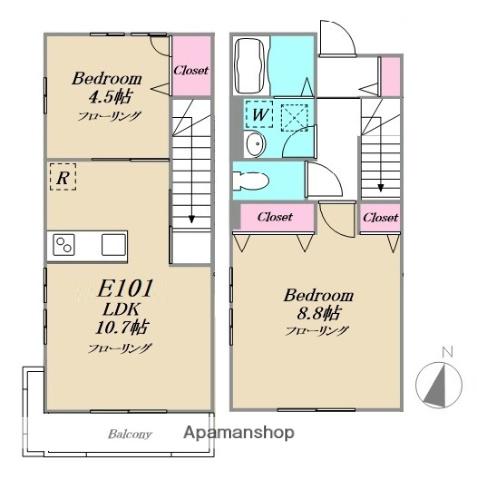 IHANA GARDEN(2LDK/2階)の間取り写真