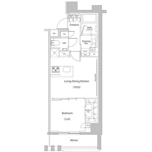 ザ・パークハビオ文京江戸川橋(1LDK/7階)の間取り写真