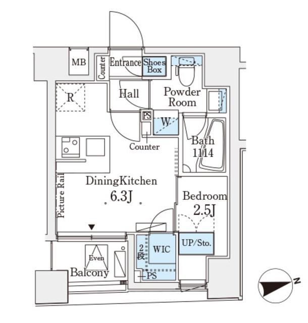 レジデンス文京春日(1DK/5階)の間取り写真