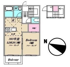 メゾン・セレッソ(1LDK/2階)の間取り写真