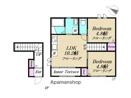 アイメゾン逗子(2LDK/2階)の間取り写真