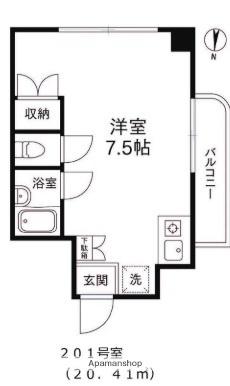 目黒ケイツゥマンション(ワンルーム/2階)の間取り写真