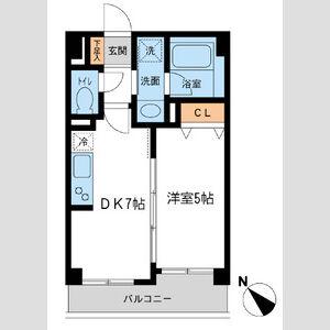 ルクレ初台(1DK/3階)の間取り写真