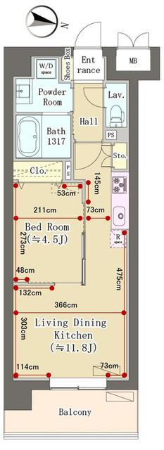 グランスカイ大岡山(1LDK/1階)の間取り写真