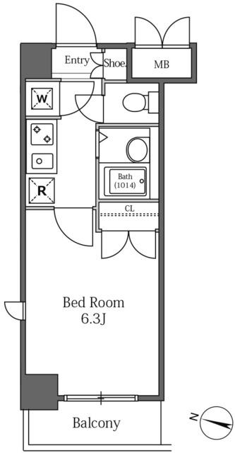 LA SANTE広尾(1K/3階)の間取り写真