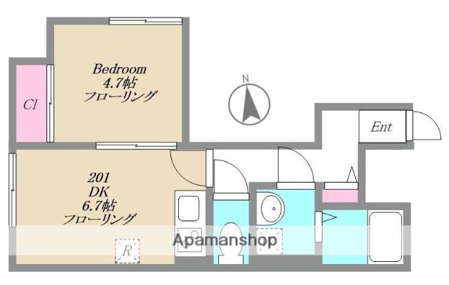 HAGAKURE(1DK/2階)の間取り写真
