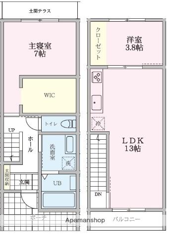 ＲＩＶＥＲＳＩＤＥ　ＴＥＲＲＡＣＥ(2LDK)の間取り写真