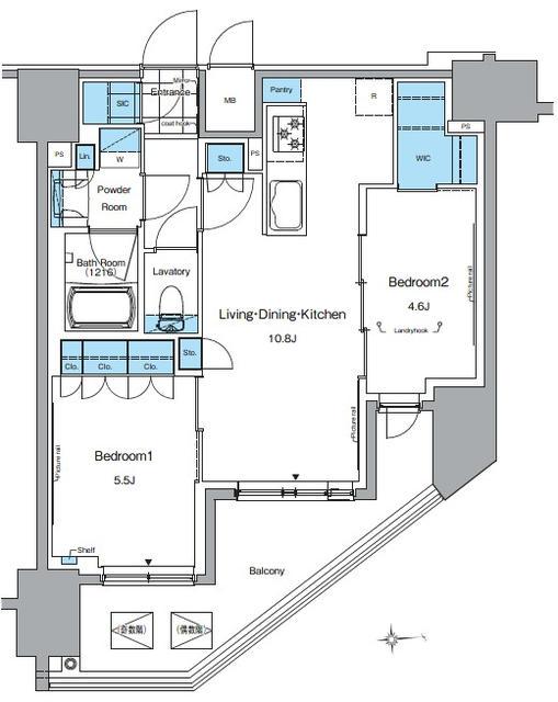 ルフォンプログレ田原町(2LDK/12階)の間取り写真