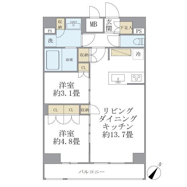 ジオエント駒込(2LDK/7階)の間取り写真