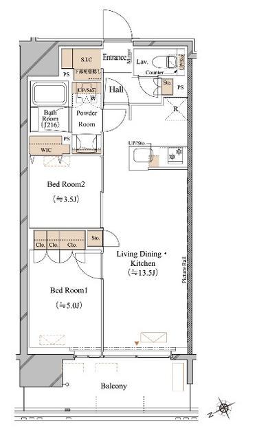ブランシエスタ浅草蔵前(2LDK/12階)の間取り写真