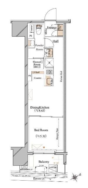 ブランシエスタ浅草蔵前(1LDK/4階)の間取り写真