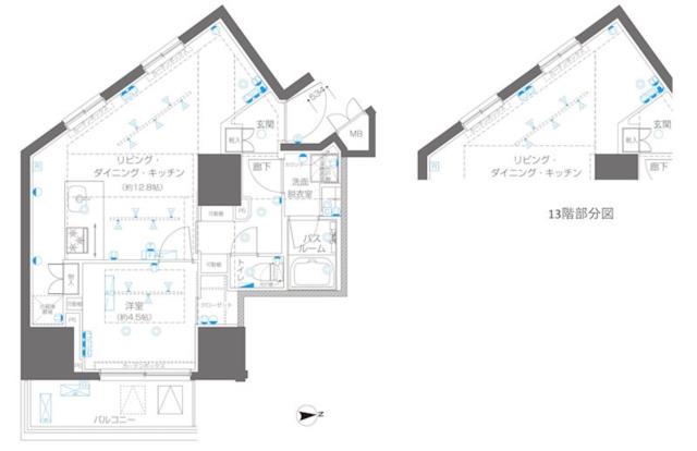 ZOOM信濃町(1LDK/11階)の間取り写真