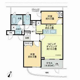 ロイヤルシーズン新宿柏木(2LDK/1階)の間取り写真