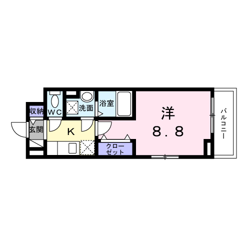 ベル西早稲田(1K/2階)の間取り写真
