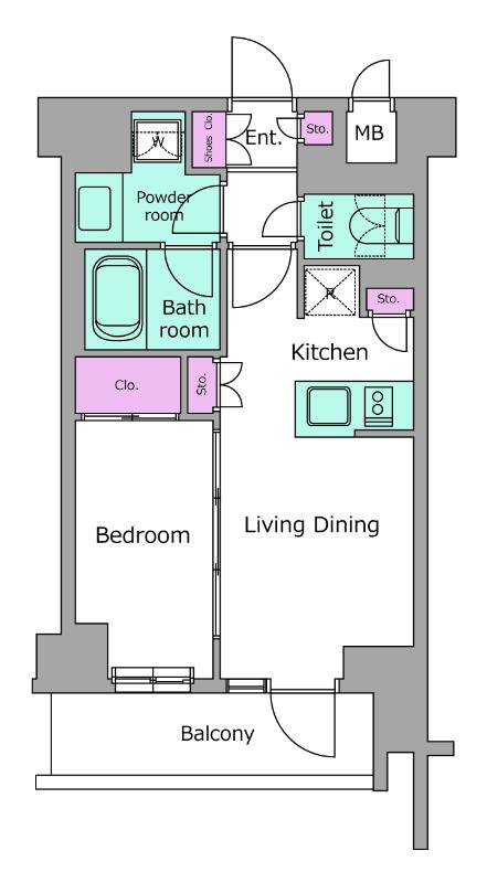レジディア高田馬場(1LDK/5階)の間取り写真