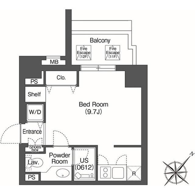 ユーレジデンス高輪台(ワンルーム/12階)の間取り写真