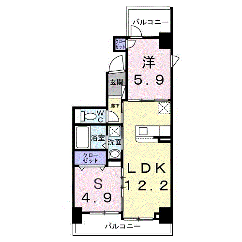 レパラール関口(1LDK/6階)の間取り写真