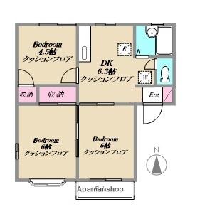 金子アパート(3DK/2階)の間取り写真