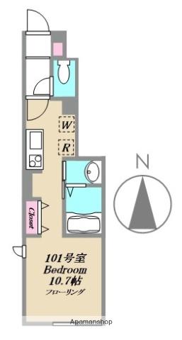 グルークヴィル(ワンルーム/1階)の間取り写真