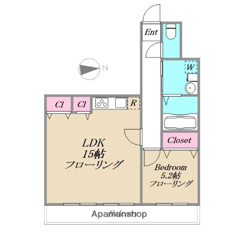 シティーコートフドウ中山(1LDK/4階)の間取り写真
