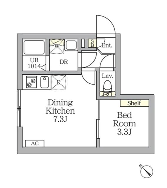 AGLAIA 新宿横寺町(1DK/B1階)の間取り写真