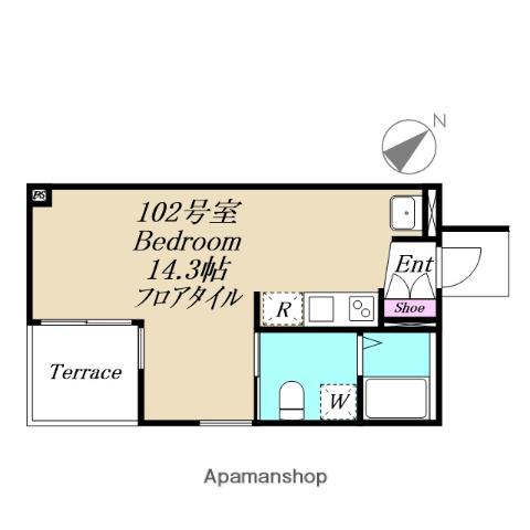 GLOSS TERRACE(ワンルーム/1階)の間取り写真