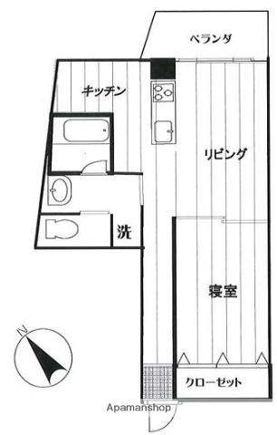 東輝第2ビル(1DK/4階)の間取り写真