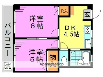 日新マンション(2DK/4階)の間取り写真