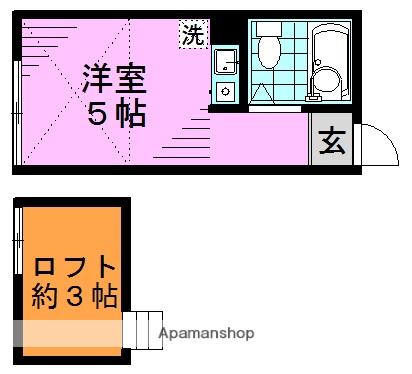新高円寺ハイム(ワンルーム/2階)の間取り写真