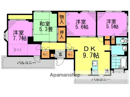 みづほコーポ(4DK/3階)の間取り写真