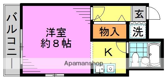 ハイム五番館(ワンルーム/2階)の間取り写真