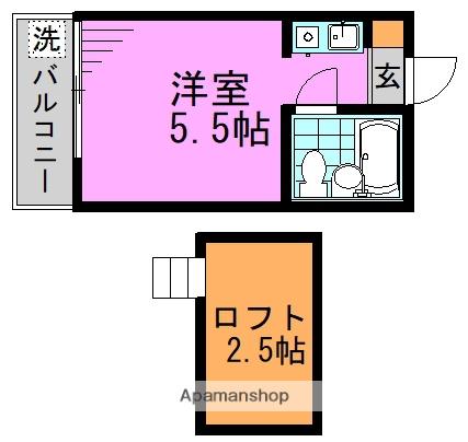 ペアパレス堀ノ内(ワンルーム/1階)の間取り写真