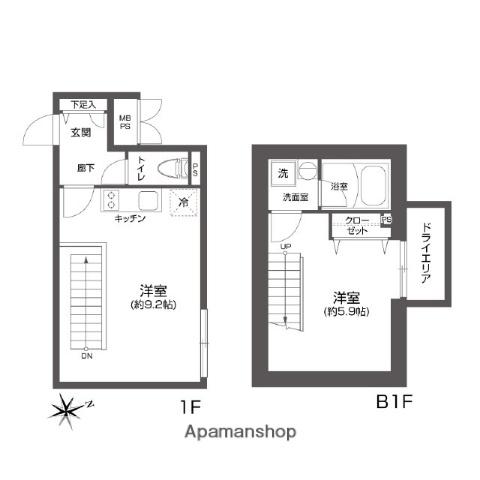 LEGALAND高円寺(1LDK/1階)の間取り写真