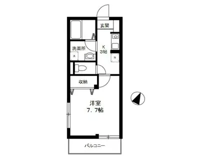 エミネンス多摩川(1K/3階)の間取り写真