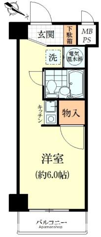 ライオンズマンション西新宿第五(ワンルーム/1階)の間取り写真