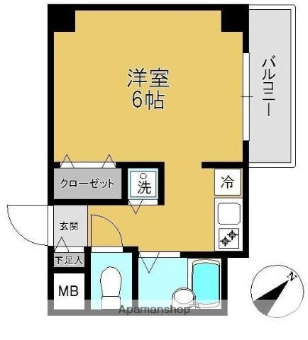 参宮橋レインボービル3(1K/1階)の間取り写真