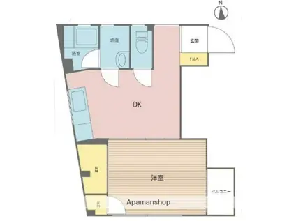 新宿サンライズマンション(1DK/2階)の間取り写真