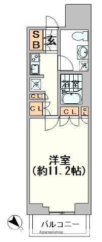 コンフォリア北参道(1K/5階)の間取り写真