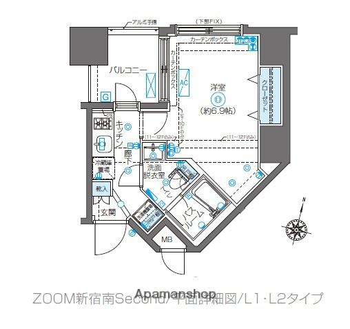 ZOOM新宿南Second 12階階 間取り