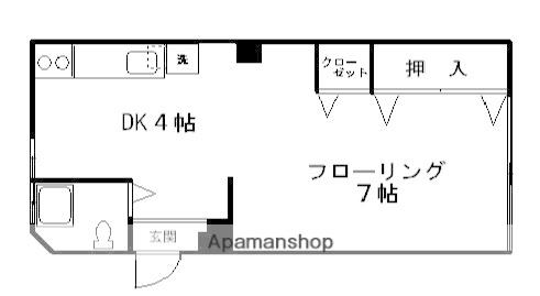 宿谷コーポ(ワンルーム/4階)の間取り写真