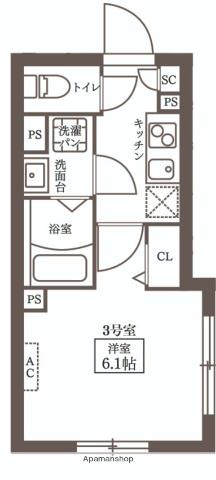 PRATIQUE YOYOGI(1K/3階)の間取り写真