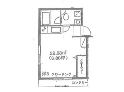 マンション田村(ワンルーム/1階)の間取り写真