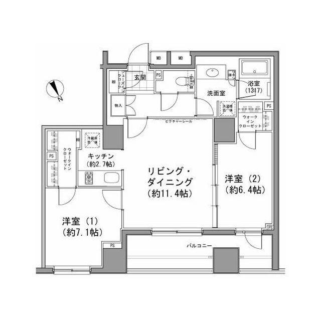 パークハビオ八丁堀 12階階 間取り
