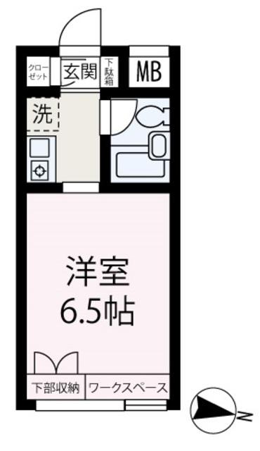 ベルトピア志木Ⅱ(ワンルーム/2階)の間取り写真