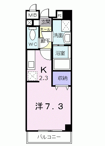 ラレ デ スリジィエ(ワンルーム/2階)の間取り写真