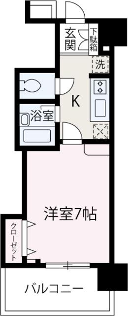 アドバンス(1K/6階)の間取り写真